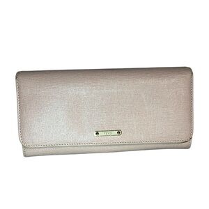Fendi Pale Pink Textured Leather Continental Wallet EUC